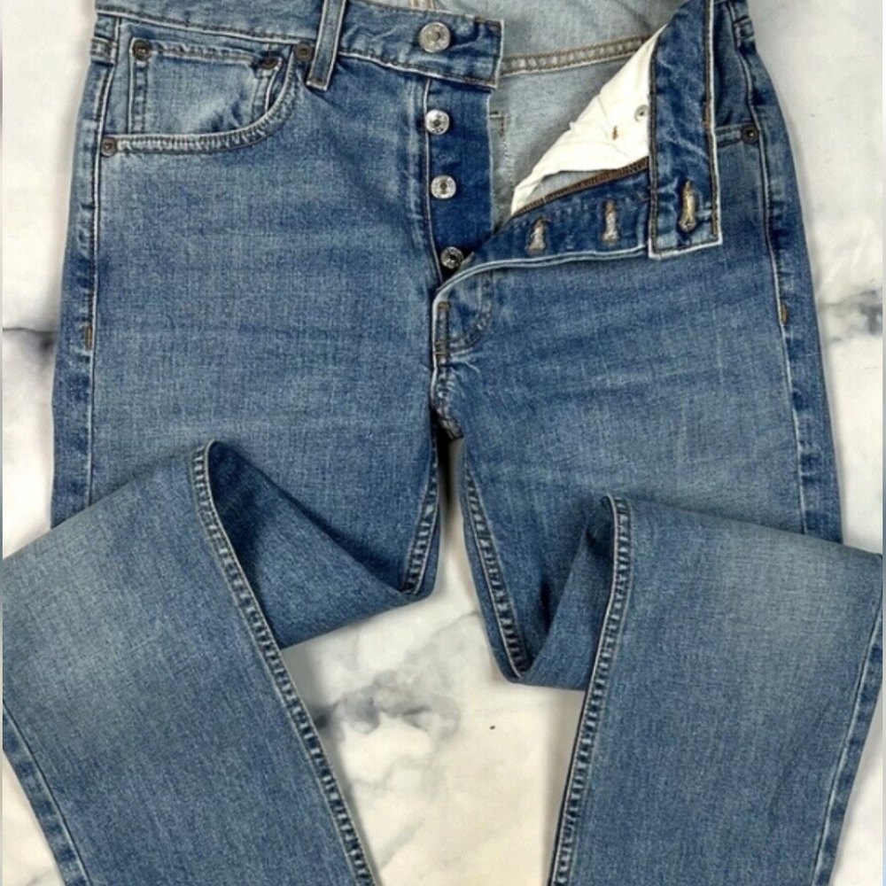 Re/Done Classic Light Blue High-Rise Button-Fly Jeans